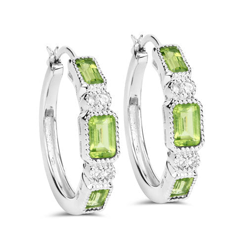 2.40 Carat Genuine Peridot and White Topaz .925 Sterling Silver Earrings - Earrings - Custom Crafting Alliance, LLC