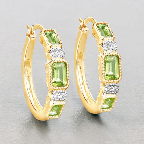2.40 Carat Genuine Peridot and White Topaz .925 Sterling Silver Earrings - Earrings - Custom Crafting Alliance, LLC