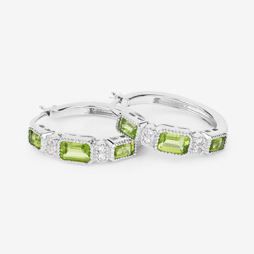 2.40 Carat Genuine Peridot and White Topaz .925 Sterling Silver Earrings - Earrings - Custom Crafting Alliance, LLC