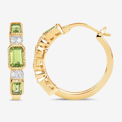 2.40 Carat Genuine Peridot and White Topaz .925 Sterling Silver Earrings - Earrings - Custom Crafting Alliance, LLC