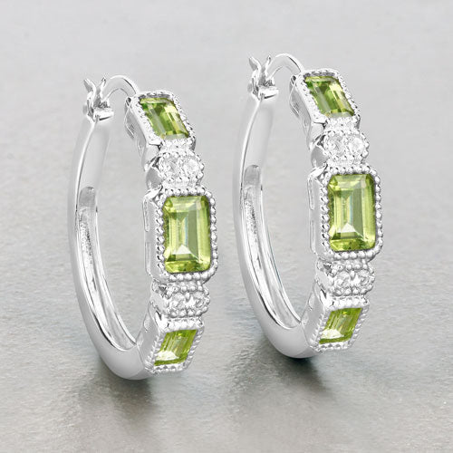 2.40 Carat Genuine Peridot and White Topaz .925 Sterling Silver Earrings - Earrings - Custom Crafting Alliance, LLC
