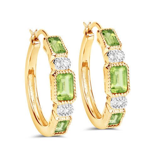 2.40 Carat Genuine Peridot and White Topaz .925 Sterling Silver Earrings - Earrings - Custom Crafting Alliance, LLC