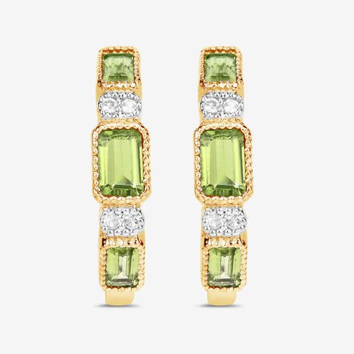2.40 Carat Genuine Peridot and White Topaz .925 Sterling Silver Earrings - Earrings - Custom Crafting Alliance, LLC