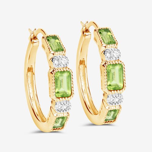 2.40 Carat Genuine Peridot and White Topaz .925 Sterling Silver Earrings - Earrings - Custom Crafting Alliance, LLC