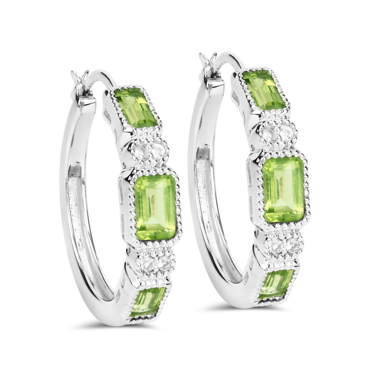 2.40 Carat Genuine Peridot and White Topaz .925 Sterling Silver Earrings - Earrings - Custom Crafting Alliance, LLC