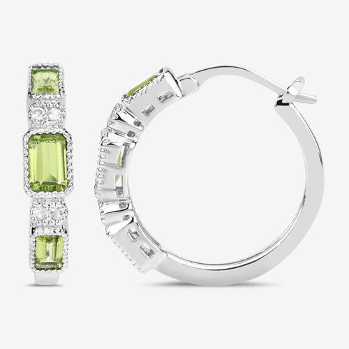 2.40 Carat Genuine Peridot and White Topaz .925 Sterling Silver Earrings - Earrings - Custom Crafting Alliance, LLC