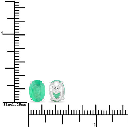 2.40 Carat Genuine Zambian Emerald 10K White Gold Earrings - Earrings - Custom Crafting Alliance, LLC