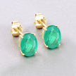 2.40 Carat Genuine Zambian Emerald 10K Yellow Gold Earrings - Earrings - Custom Crafting Alliance, LLC
