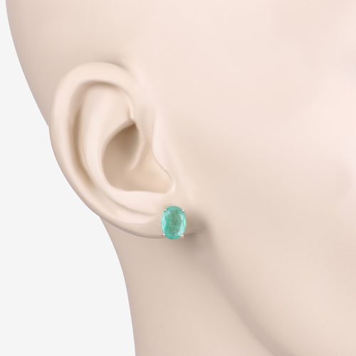 2.40 Carat Genuine Zambian Emerald 10K Yellow Gold Earrings - Earrings - Custom Crafting Alliance, LLC