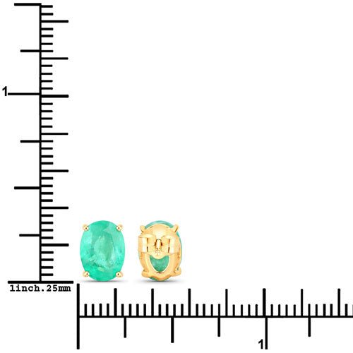 2.40 Carat Genuine Zambian Emerald 10K Yellow Gold Earrings - Earrings - Custom Crafting Alliance, LLC