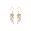Two-Tone Wing Drop Earrings in 10K Gold