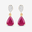 2.46 Carat Genuine Ruby and White Diamond 10K Yellow Gold Earrings - Earrings - Custom Crafting Alliance, LLC