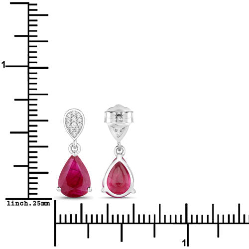 2.46 Carat Genuine Ruby and White Diamond 14K White Gold Earrings - Earrings - Custom Crafting Alliance, LLC