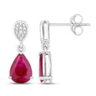2.46 Carat Genuine Ruby and White Diamond 14K White Gold Earrings - Earrings - Custom Crafting Alliance, LLC