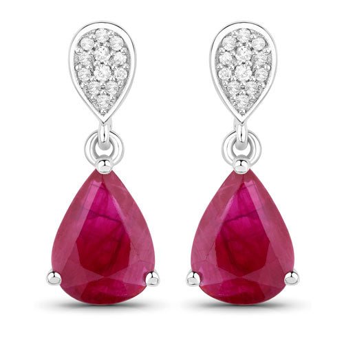 2.46 Carat Genuine Ruby and White Diamond 14K White Gold Earrings - Earrings - Custom Crafting Alliance, LLC
