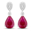 2.46 Carat Genuine Ruby and White Diamond 14K White Gold Earrings - Earrings - Custom Crafting Alliance, LLC