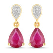2.46 Carat Genuine Ruby and White Diamond 14K Yellow Gold Earrings - Earrings - Custom Crafting Alliance, LLC