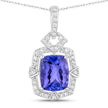 2.46 Carat Genuine Tanzanite and White Diamond 14K White Gold Pendant - Pendants - Custom Crafting Alliance, LLC