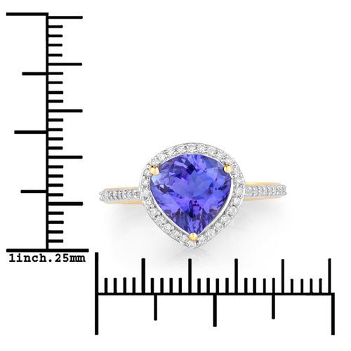2.49 Carat Genuine Tanzanite and White Diamond 14K Yellow Gold Ring - Rings - Custom Crafting Alliance, LLC