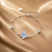925 Sterling Silver White Gold Plated Bracelet with Enamel and CZ - 15+6cm Length