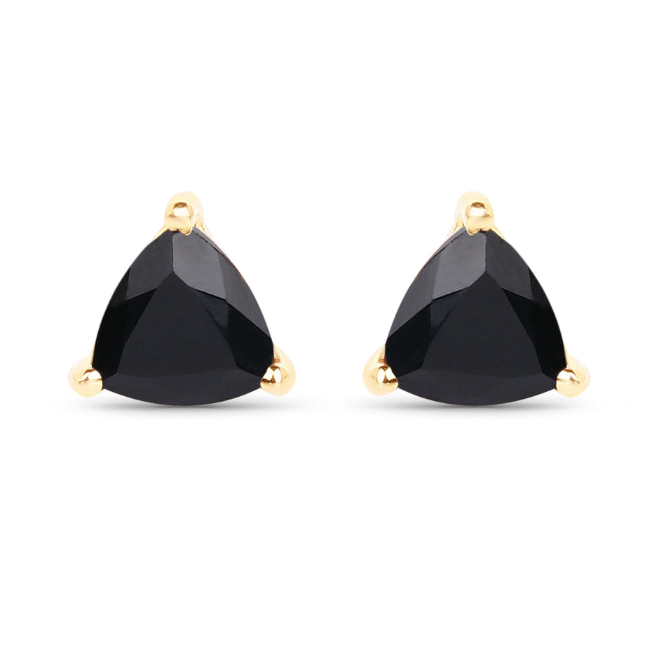0.70 Carat Genuine Black Sapphire 14K Yellow Gold Earrings