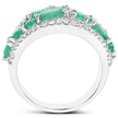 3.27 Carat Genuine Emerald and White Zircon .925 Sterling Silver Ring