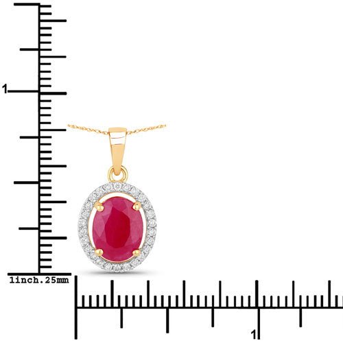2.51 Carat Genuine Ruby and White Diamond 10K Yellow Gold Pendant - Pendants - Custom Crafting Alliance, LLC