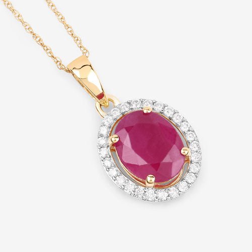2.51 Carat Genuine Ruby and White Diamond 10K Yellow Gold Pendant - Pendants - Custom Crafting Alliance, LLC