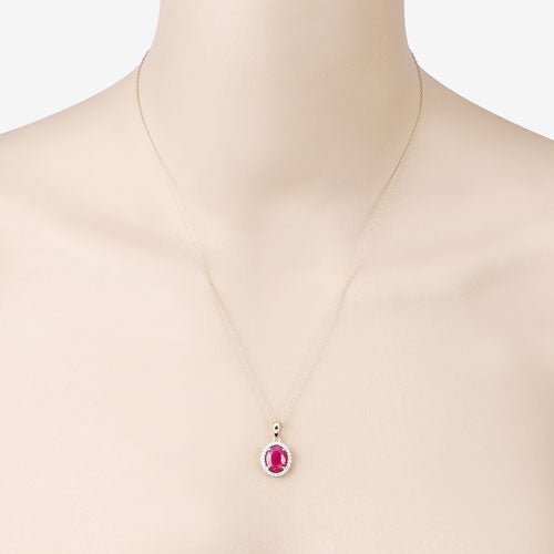 2.51 Carat Genuine Ruby and White Diamond 10K Yellow Gold Pendant - Pendants - Custom Crafting Alliance, LLC