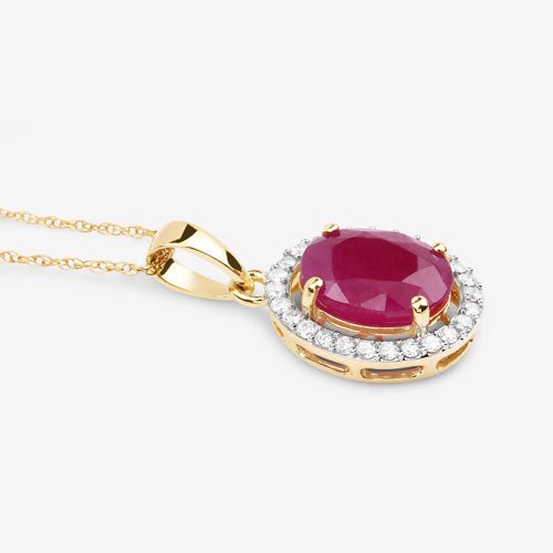 2.51 Carat Genuine Ruby and White Diamond 10K Yellow Gold Pendant - Pendants - Custom Crafting Alliance, LLC