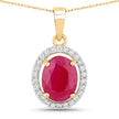 2.51 Carat Genuine Ruby and White Diamond 10K Yellow Gold Pendant - Pendants - Custom Crafting Alliance, LLC