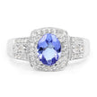 1.42 Carat Genuine Tanzanite & White Topaz .925 Sterling Silver Ring