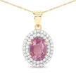 2.53 Carat Genuine Pink Sapphire and White Diamond 14K Yellow Gold Pendant - Pendants - Custom Crafting Alliance, LLC