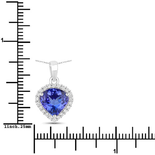 2.53 Carat Genuine Tanzanite and White Diamond 14K White Gold Pendant - Pendants - Custom Crafting Alliance, LLC