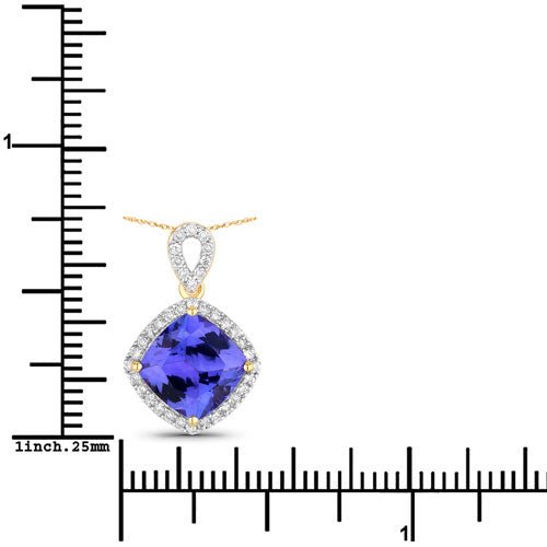 2.54 Carat Genuine Tanzanite and White Diamond 14K Yellow Gold Pendant - Pendants - Custom Crafting Alliance, LLC