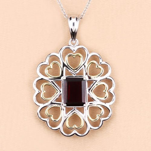 2.55 Carat Genuine Garnet .925 Sterling Silver Pendant - Pendants - Custom Crafting Alliance, LLC