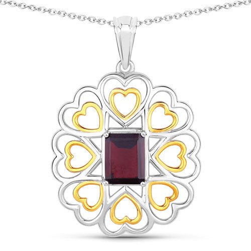 2.55 Carat Genuine Garnet .925 Sterling Silver Pendant - Pendants - Custom Crafting Alliance, LLC