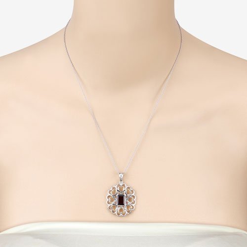 2.55 Carat Genuine Garnet .925 Sterling Silver Pendant - Pendants - Custom Crafting Alliance, LLC