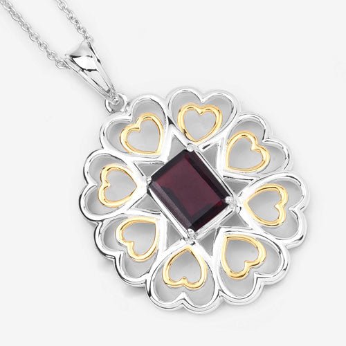 2.55 Carat Genuine Garnet .925 Sterling Silver Pendant - Pendants - Custom Crafting Alliance, LLC