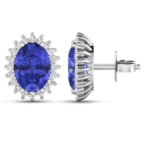 2.56 Carat Genuine Tanzanite and White Diamond 14K White Gold Earrings - Earrings - Custom Crafting Alliance, LLC