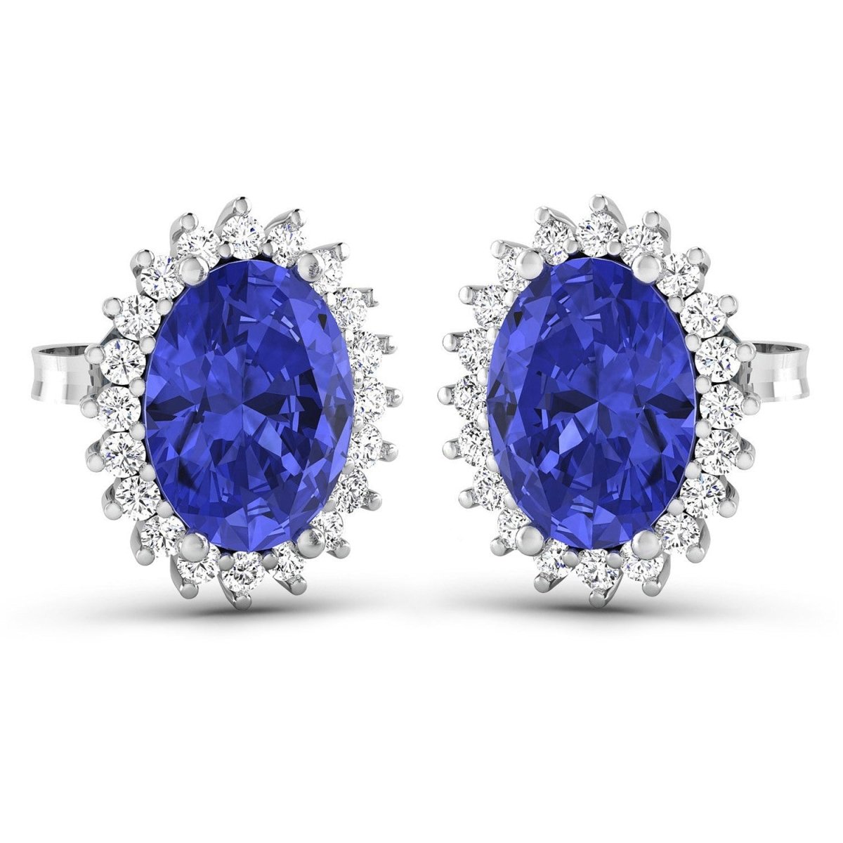 2.56 Carat Genuine Tanzanite and White Diamond 14K White Gold Earrings - Earrings - Custom Crafting Alliance, LLC