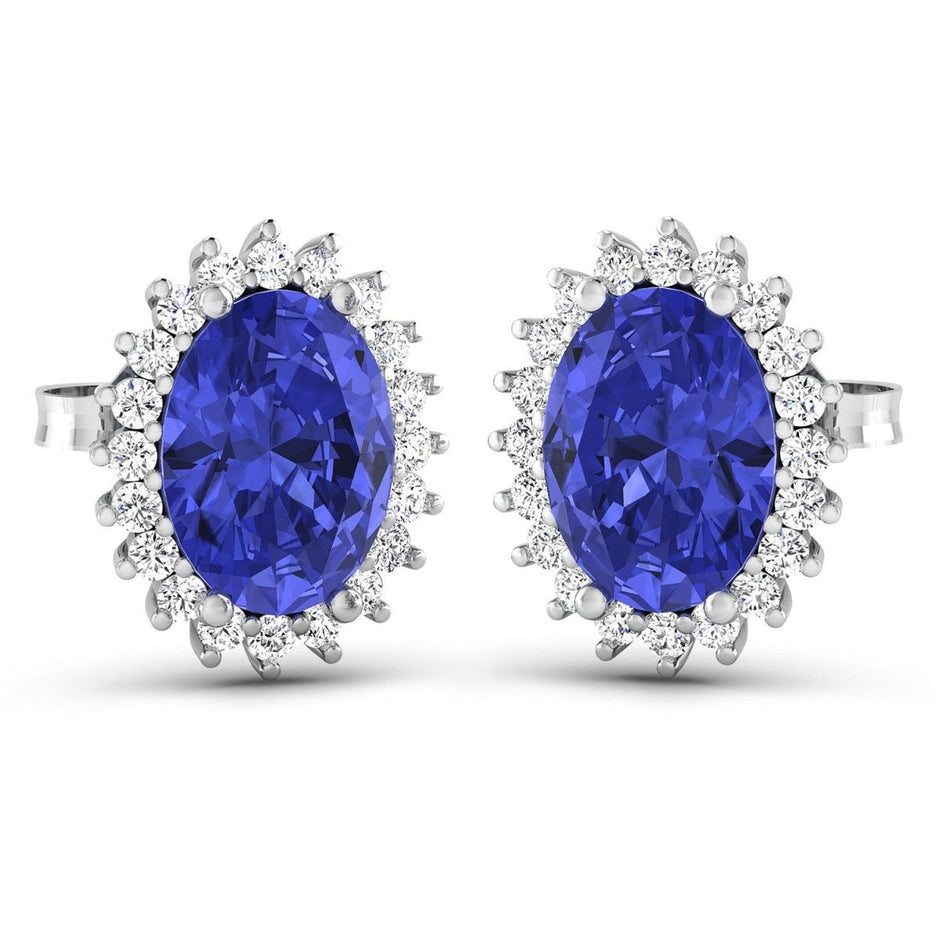 2.56 Carat Genuine Tanzanite and White Diamond 14K White Gold Earrings - Earrings - Custom Crafting Alliance, LLC