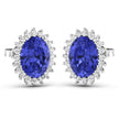 2.56 Carat Genuine Tanzanite and White Diamond 14K White Gold Earrings - Earrings - Custom Crafting Alliance, LLC