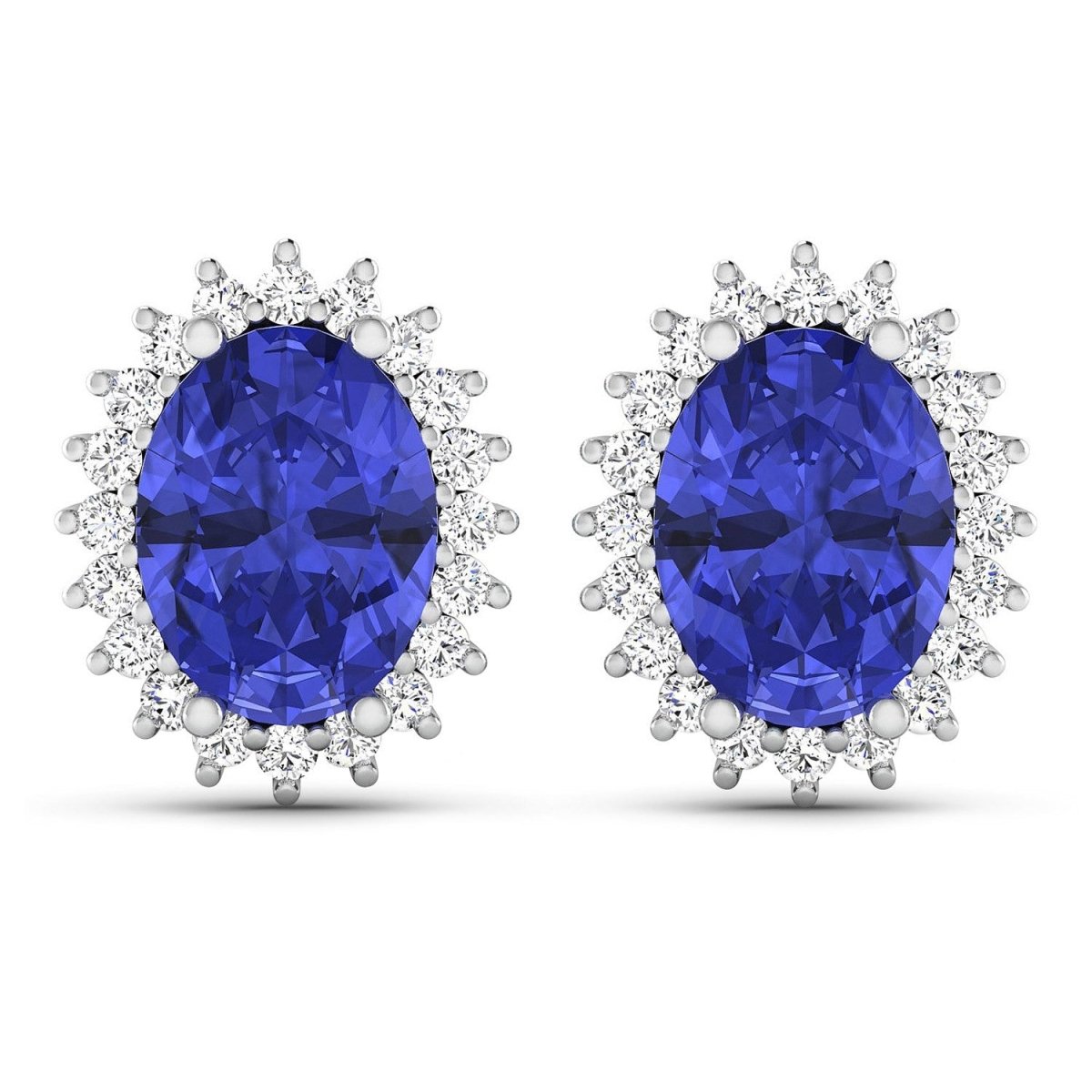 2.56 Carat Genuine Tanzanite and White Diamond 14K White Gold Earrings - Earrings - Custom Crafting Alliance, LLC