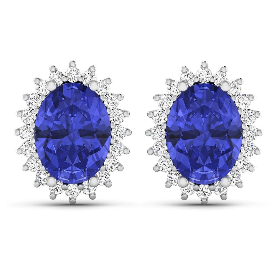 2.56 Carat Genuine Tanzanite and White Diamond 14K White Gold Earrings - Earrings - Custom Crafting Alliance, LLC