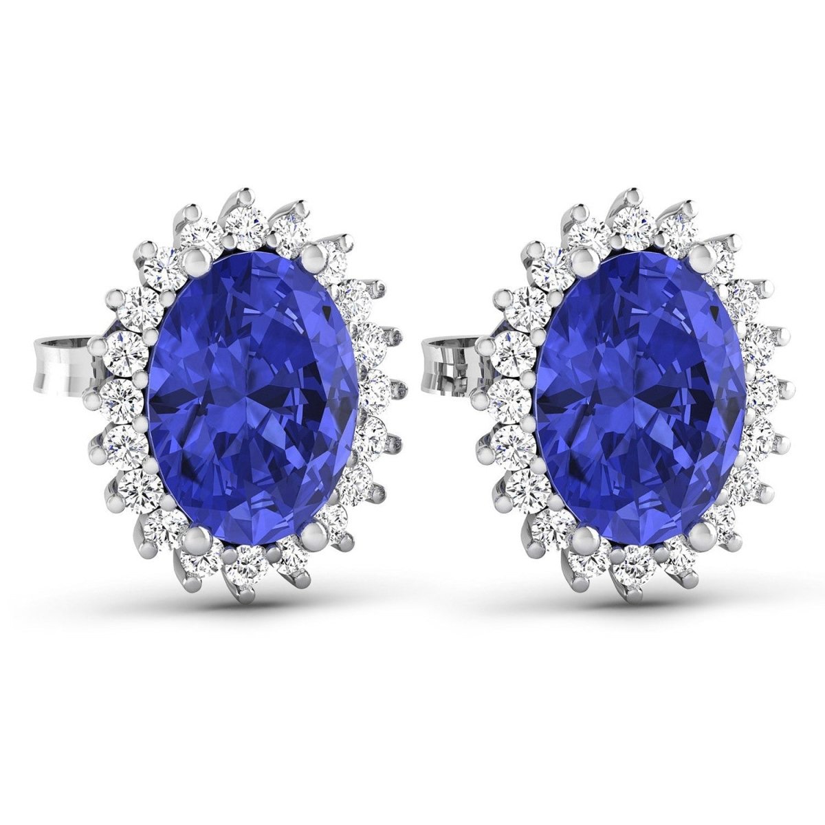 2.56 Carat Genuine Tanzanite and White Diamond 14K White Gold Earrings - Earrings - Custom Crafting Alliance, LLC