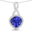 2.57 Carat Genuine Tanzanite and White Diamond 14K White Gold Pendant - Pendants - Custom Crafting Alliance, LLC