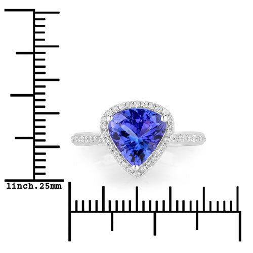 2.57 Carat Genuine Tanzanite and White Diamond 14K White Gold Ring - Rings - Custom Crafting Alliance, LLC