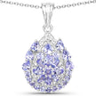 2.64 Carat Genuine Tanzanite and White Topaz .925 Sterling Silver Pendant