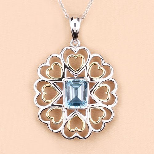 2.60 Carat Genuine Blue Topaz .925 Sterling Silver Pendant - Pendants - Custom Crafting Alliance, LLC